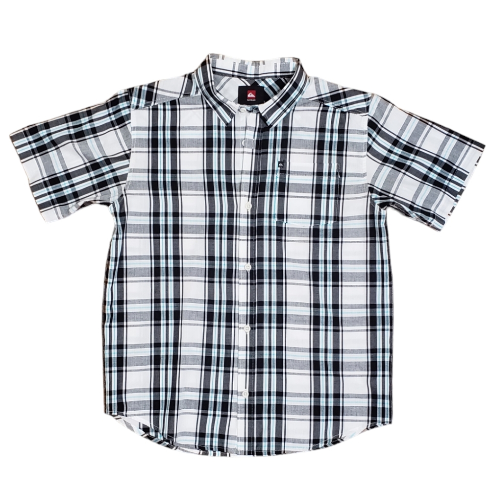 Quiksilver Short Sleeves Plaid Button Down Shirt Size L Boy
